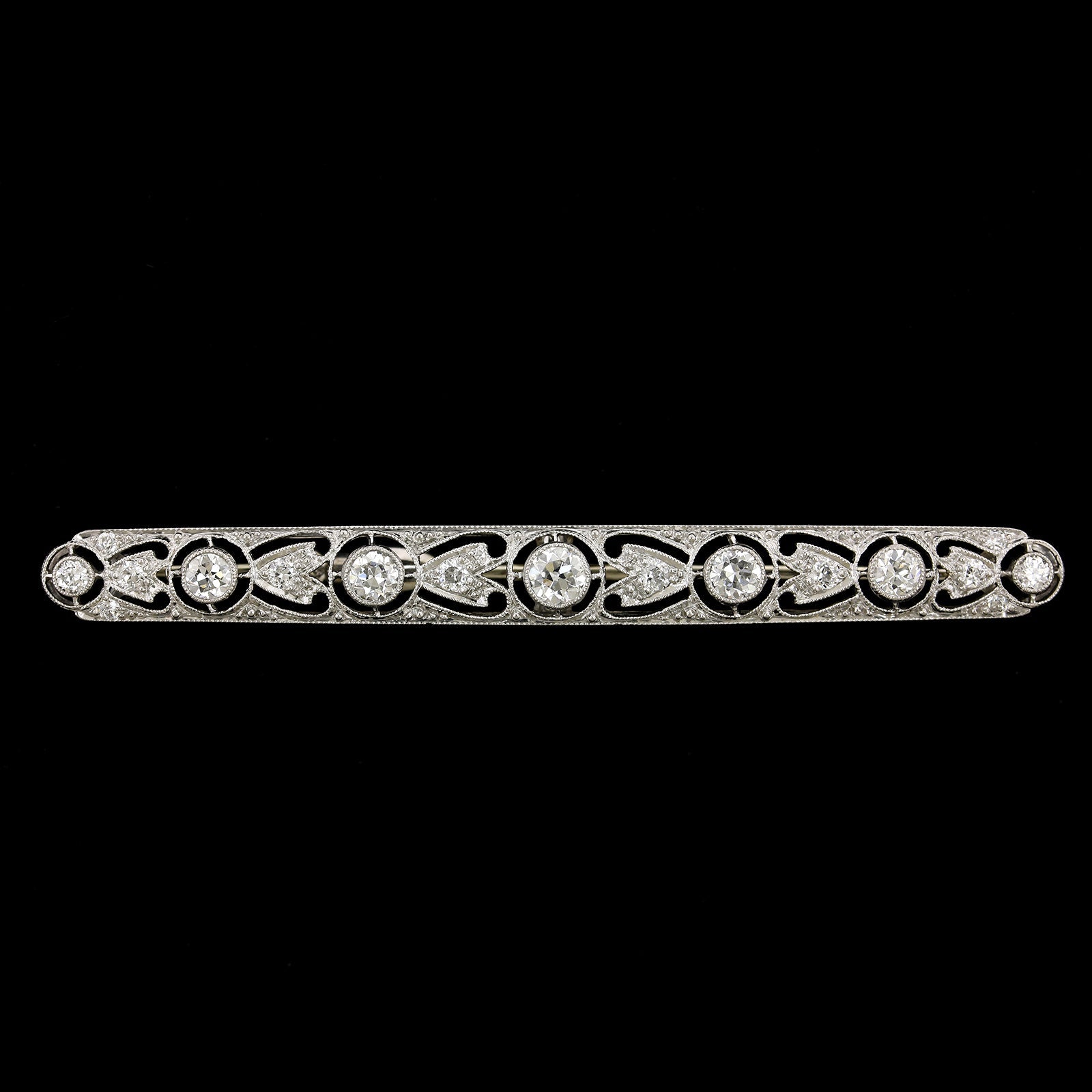 Art Deco Platinum Estate Diamond Bar Pin, Platinum, Long's Jewelers