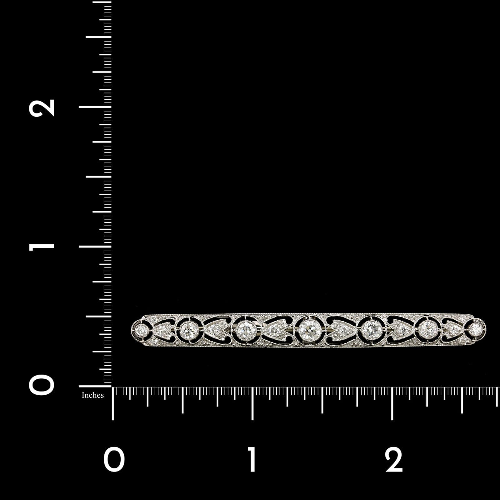 Art Deco Platinum Estate Diamond Bar Pin, Platinum, Long's Jewelers