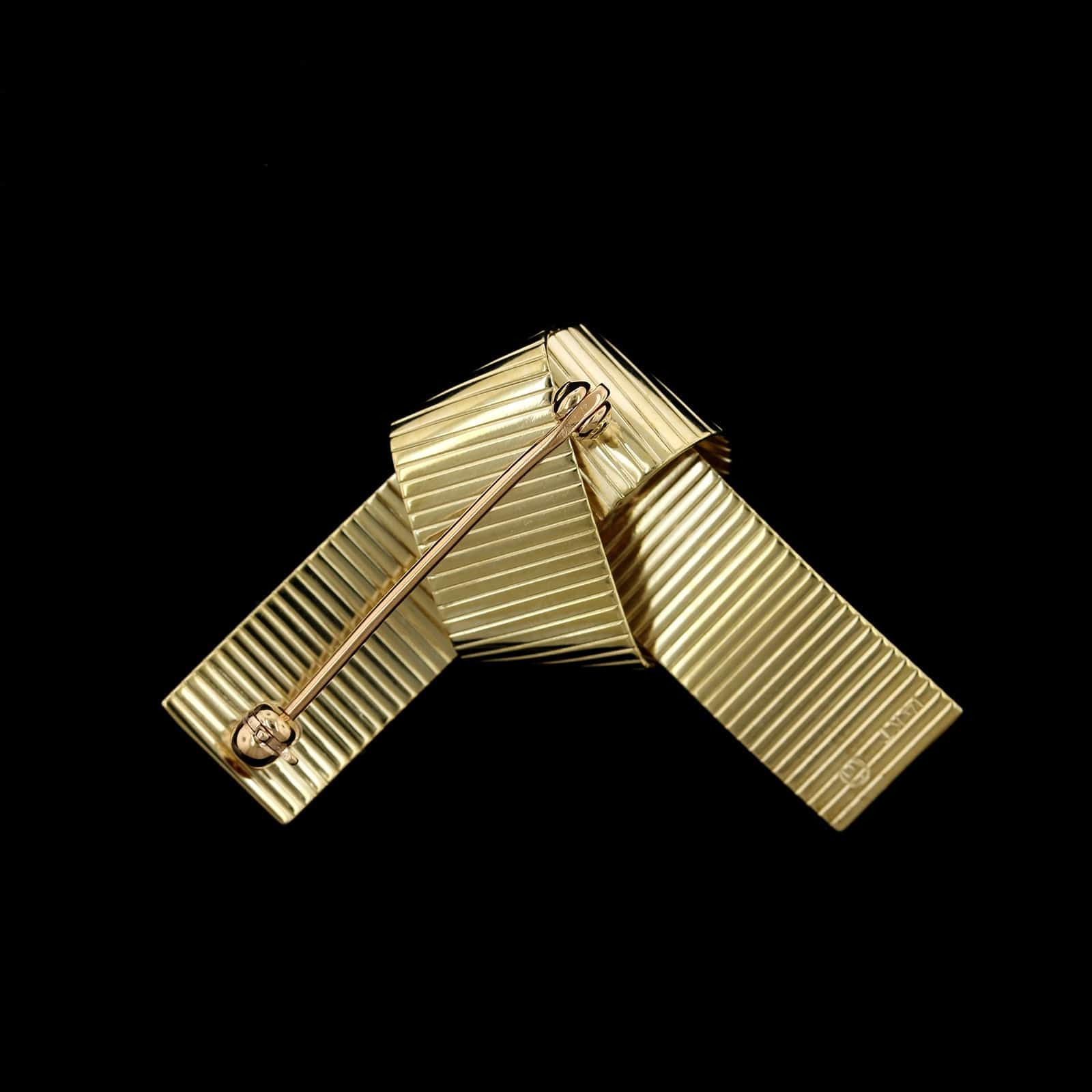 14K Yellow Gold Estate Ribbon Pin, 14k yellow gold, Long's Jewelers