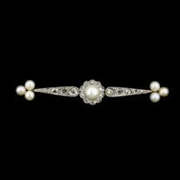 Antique 18K Yellow Gold Estate and Platinum Diamond Pin, France, 18k yellow gold and platinum, Long's Jewelers