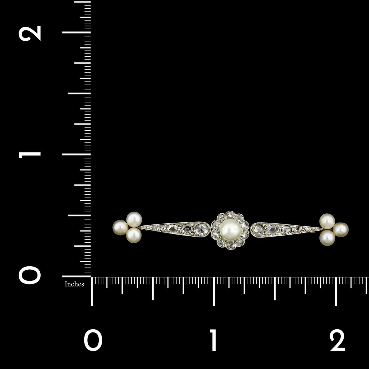 Antique 18K Yellow Gold Estate and Platinum Diamond Pin, France, 18k yellow gold and platinum, Long's Jewelers
