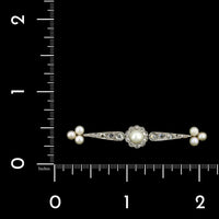 Antique 18K Yellow Gold Estate and Platinum Diamond Pin, France, 18k yellow gold and platinum, Long's Jewelers