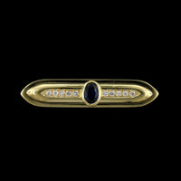 18K Yellow Gold Estate Sapphire and Diamond Pin