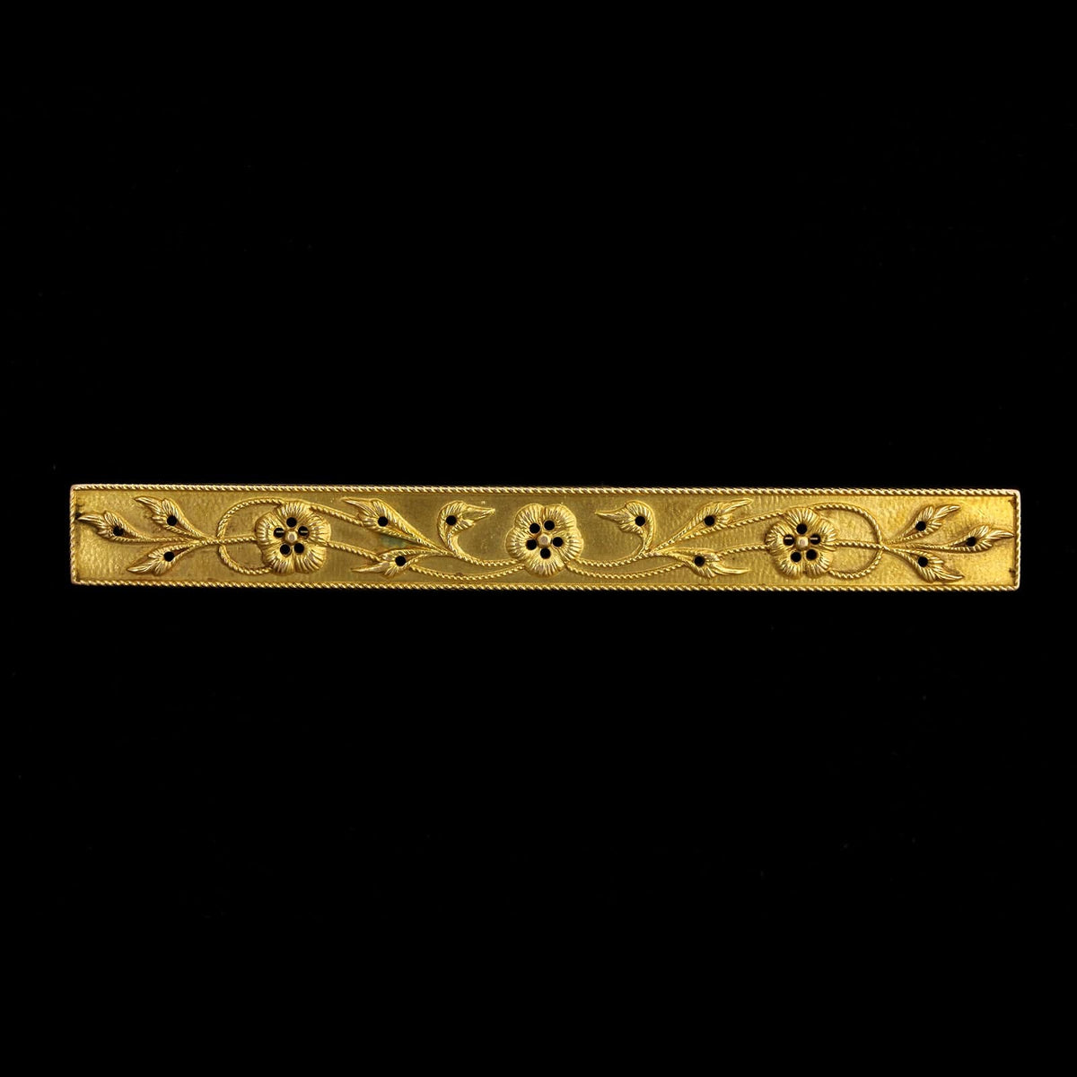 Krementz Art Nouveau 14K Yellow Gold Estate Floral Bar Bin