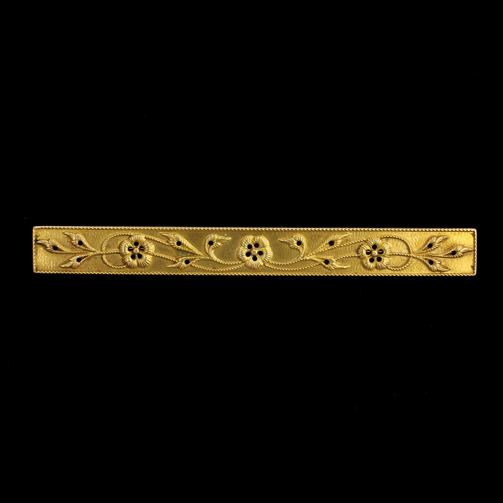 Krementz Art Nouveau 14K Yellow Gold Estate Floral Bar Bin