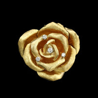 14K Yellow Gold Estate Diamond Flower Pin
