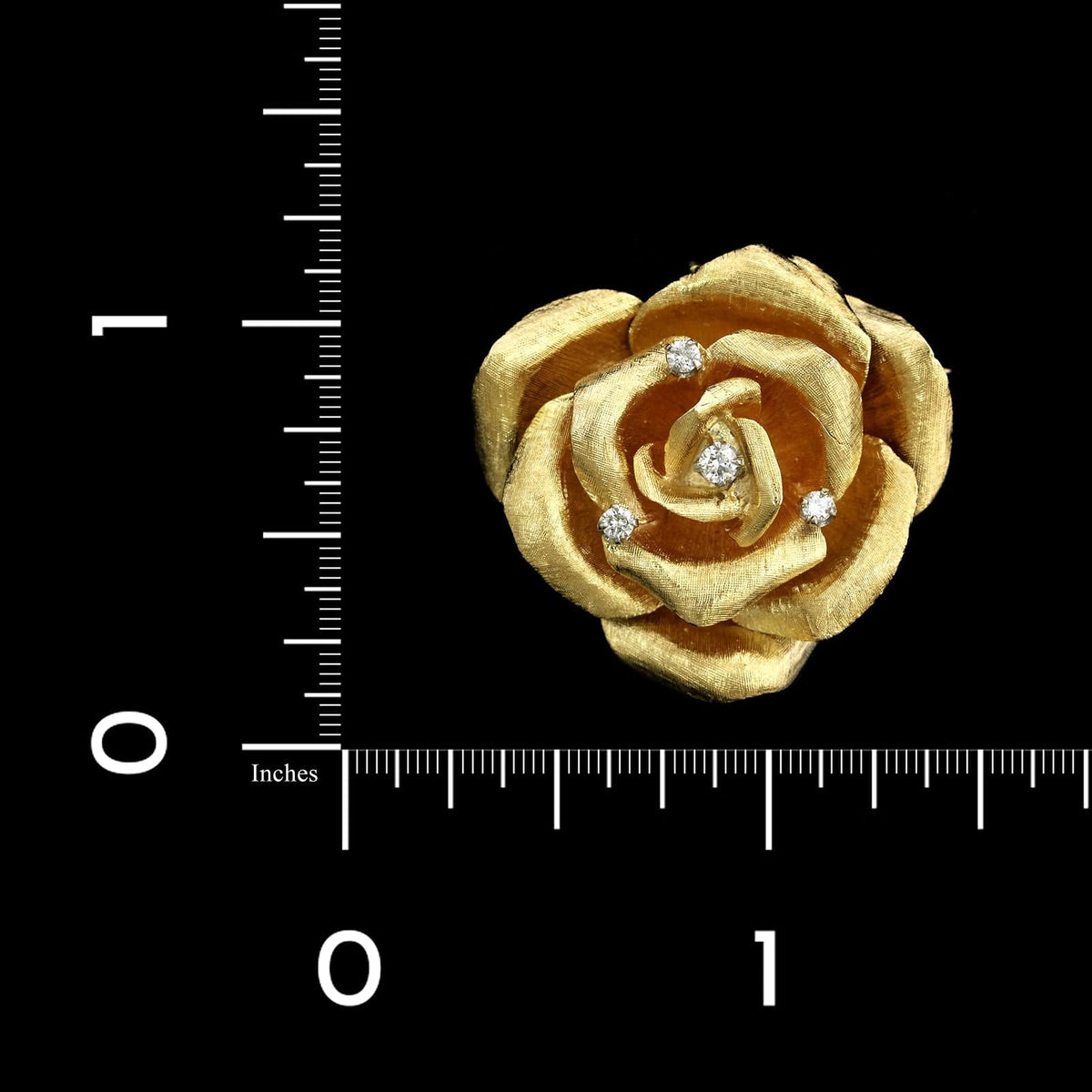 14K Yellow Gold Estate Diamond Flower Pin