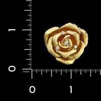 14K Yellow Gold Estate Diamond Flower Pin