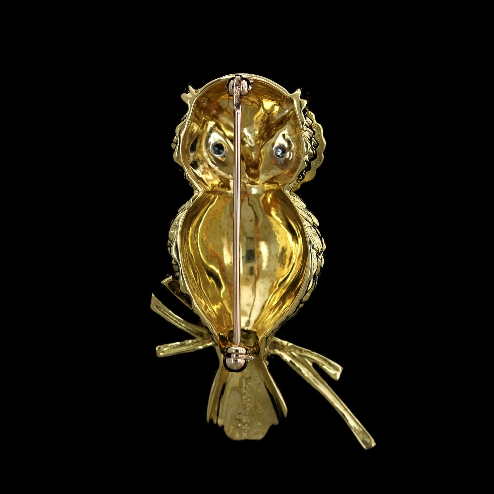 Tiffany & Co. 18K Yellow Gold Estate Diamond Owl Pin