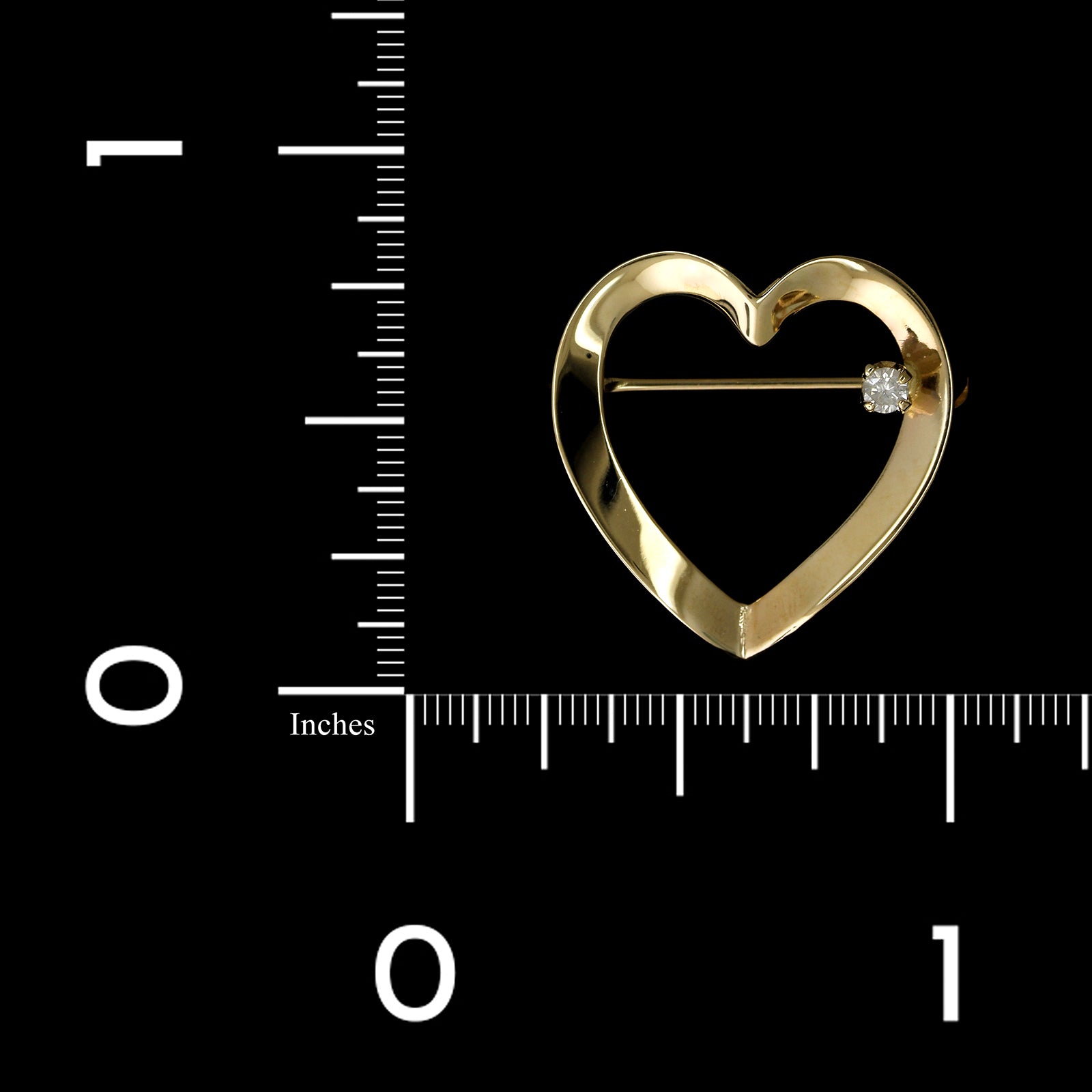 14K Yellow Gold Estate Diamond Heart Pin
