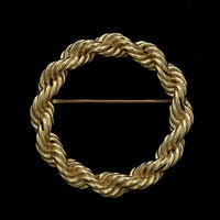 14K Yellow Gold Estate Rope Circle Pin