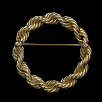 14K Yellow Gold Estate Rope Circle Pin