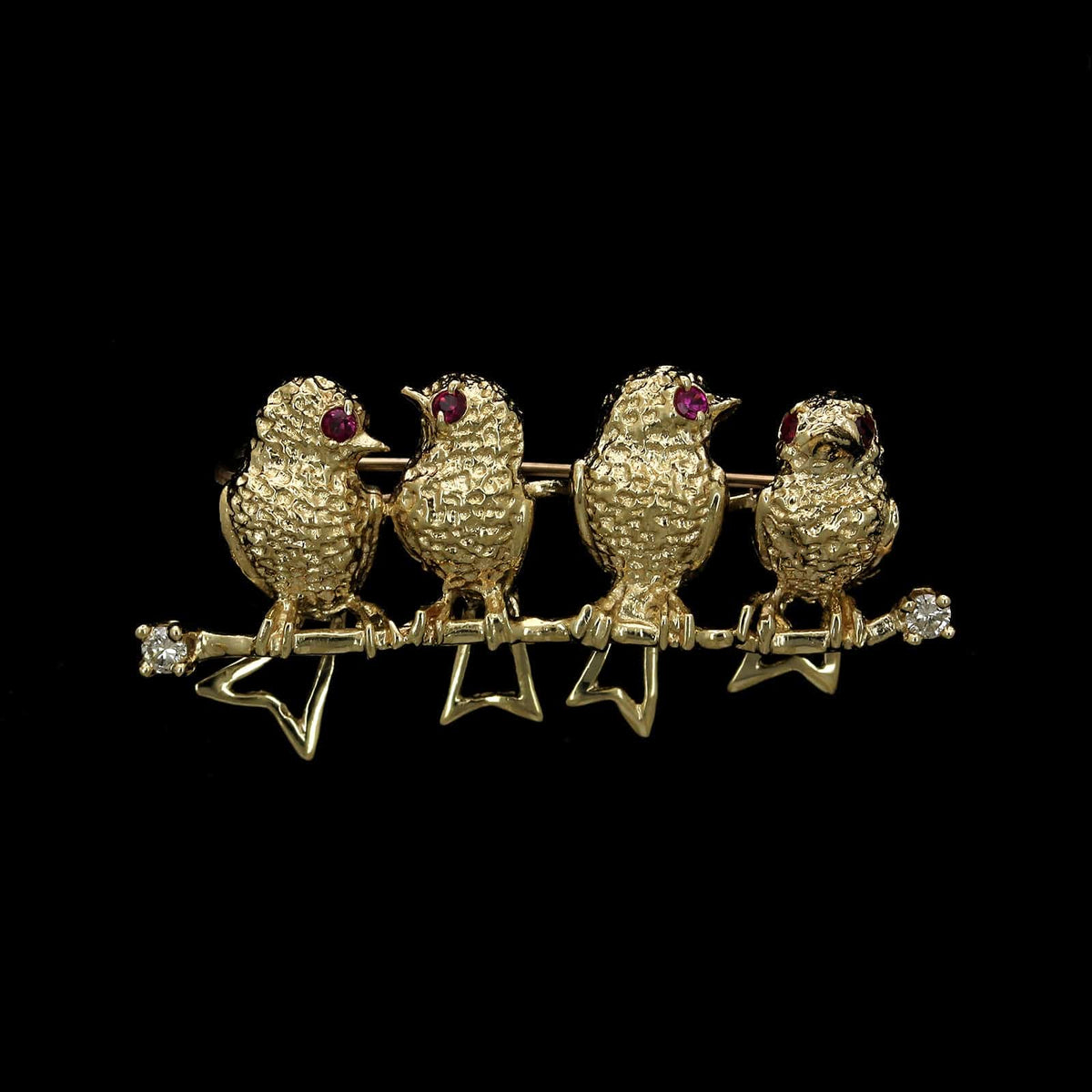 14K Yellow Gold Estate Bird Pin