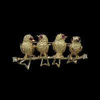 14K Yellow Gold Estate Bird Pin