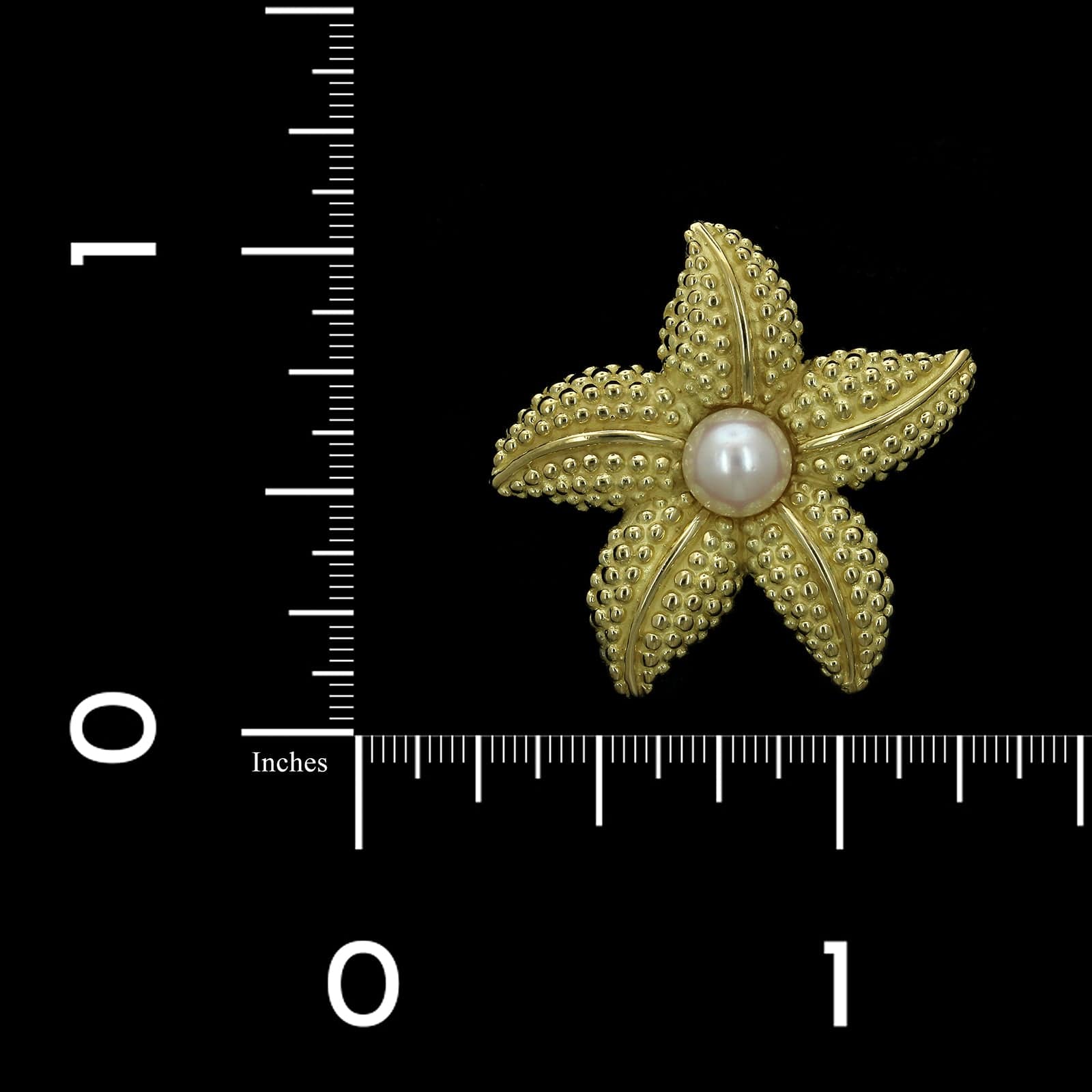 18K Yellow Gold Estate Cultured Pearl Starfish Pin Pendant