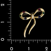 14K Yellow Gold Estate Gem-set Bow Pin