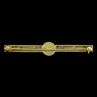 18K Yellow Gold Estate Cultured Pearl and Diamond Bar Pin
