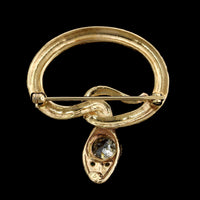 14K Yellow Gold Estate Emerald and Diamond Snake Pin