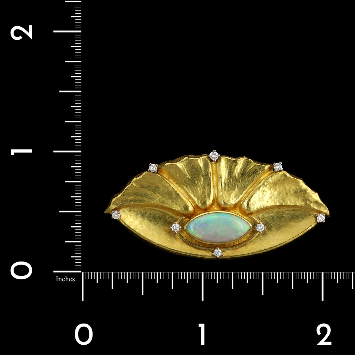 18K and 22K Yellow Gold Diamond and Opal Pin Pendant