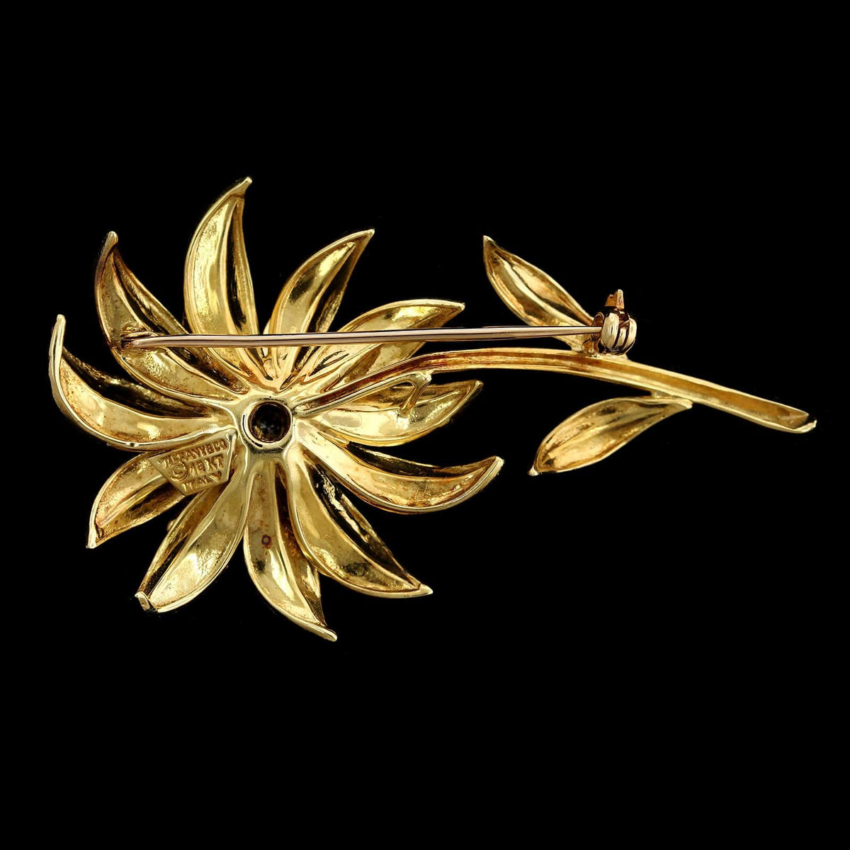 Tiffany & Co. 18K Yellow Gold Estate Sapphire and Diamond Flower Pin