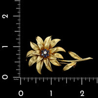 Tiffany & Co. 18K Yellow Gold Estate Sapphire and Diamond Flower Pin