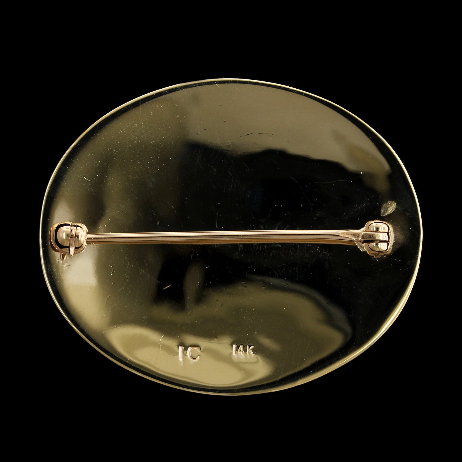 14K Yellow Gold Estate Oval Disk Pin