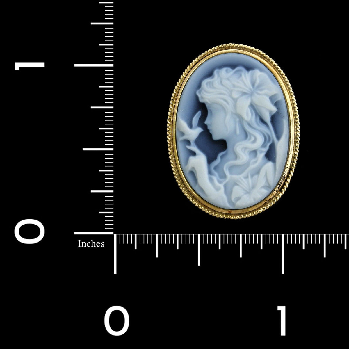 14K Yellow Gold Estate Agate Cameo Pin