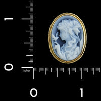14K Yellow Gold Estate Agate Cameo Pin