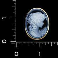 14K Yellow Gold Estate Agate Cameo Pin Pendant