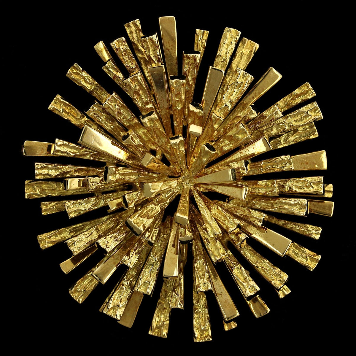 Tiffany & Co. 18K Yellow Gold Estate Modernist Sunburst Pendant Brooch
