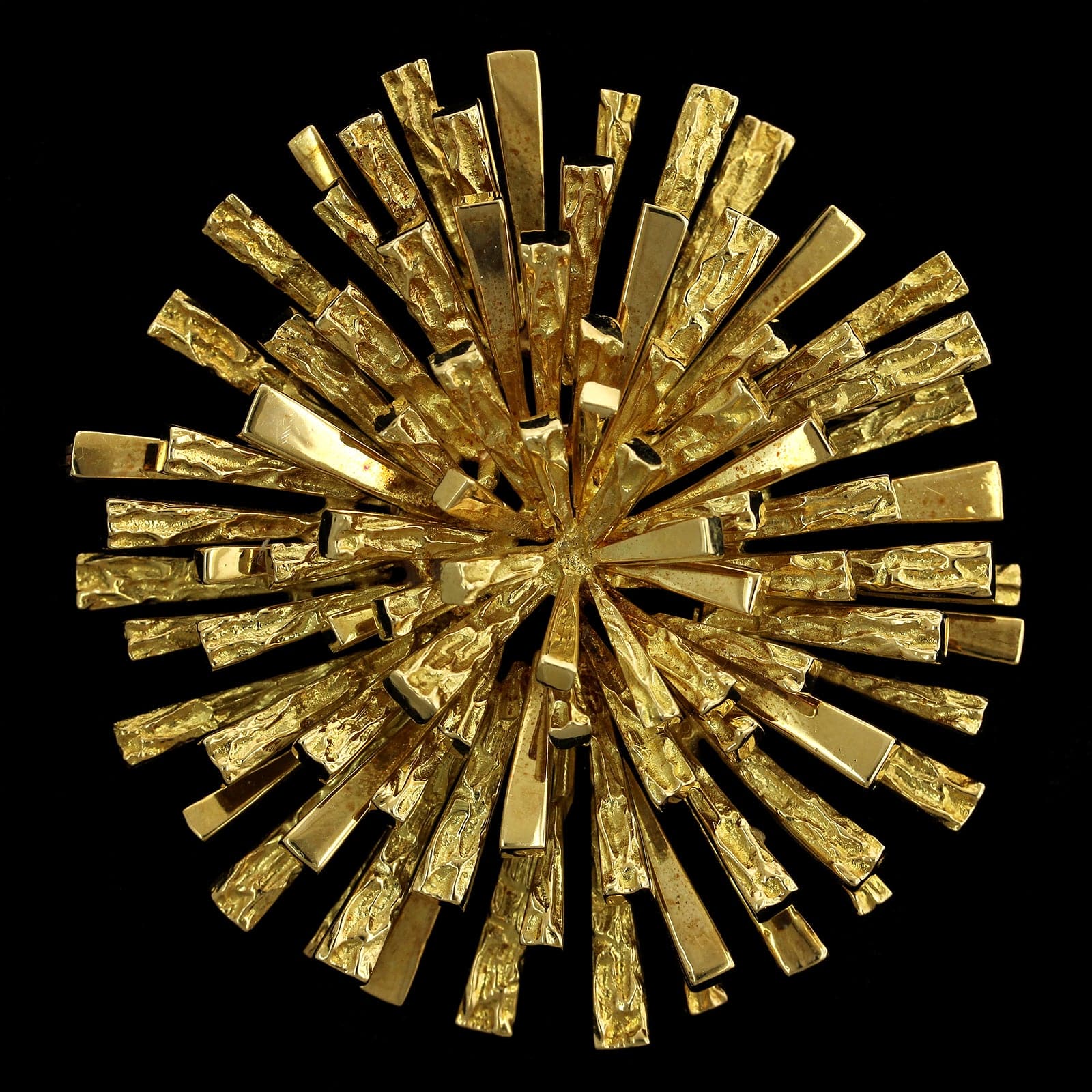 Tiffany & Co. 18K Yellow Gold Estate Modernist Sunburst Pendant Brooch