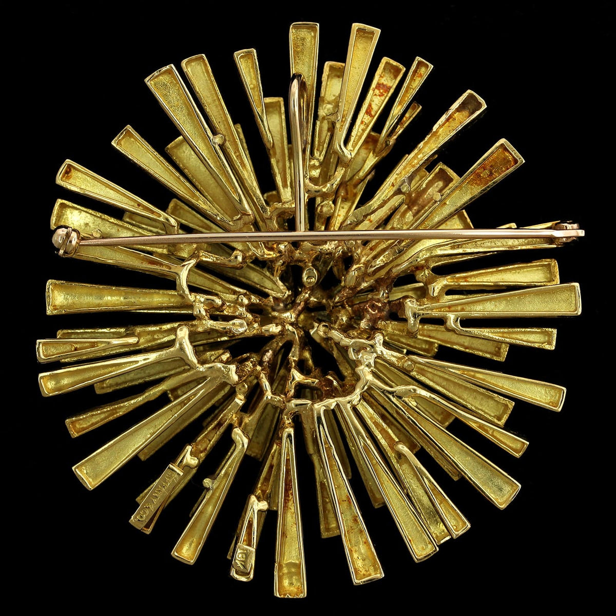 Tiffany & Co. 18K Yellow Gold Estate Modernist Sunburst Pendant Brooch