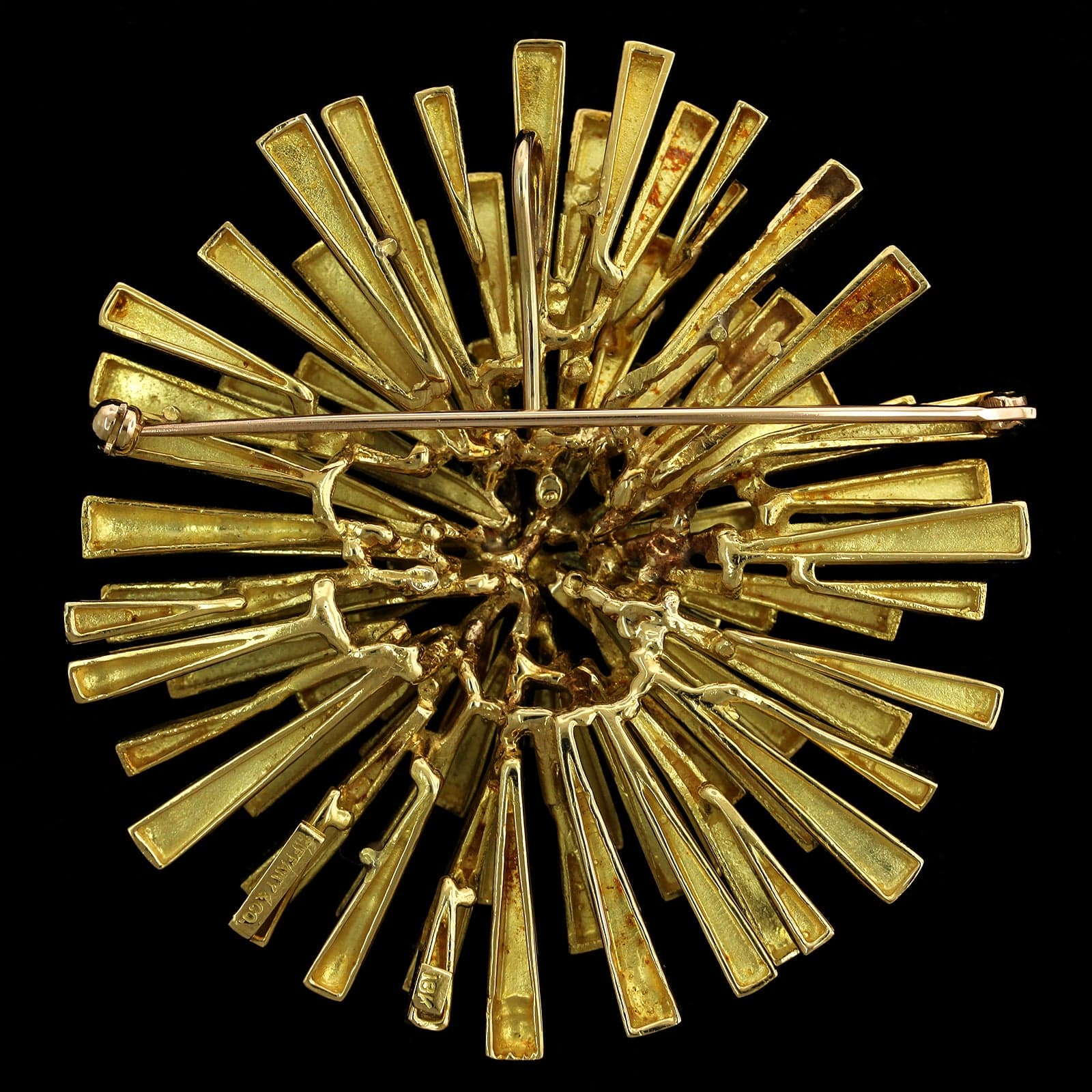 Tiffany & Co. 18K Yellow Gold Estate Modernist Sunburst Pendant Brooch