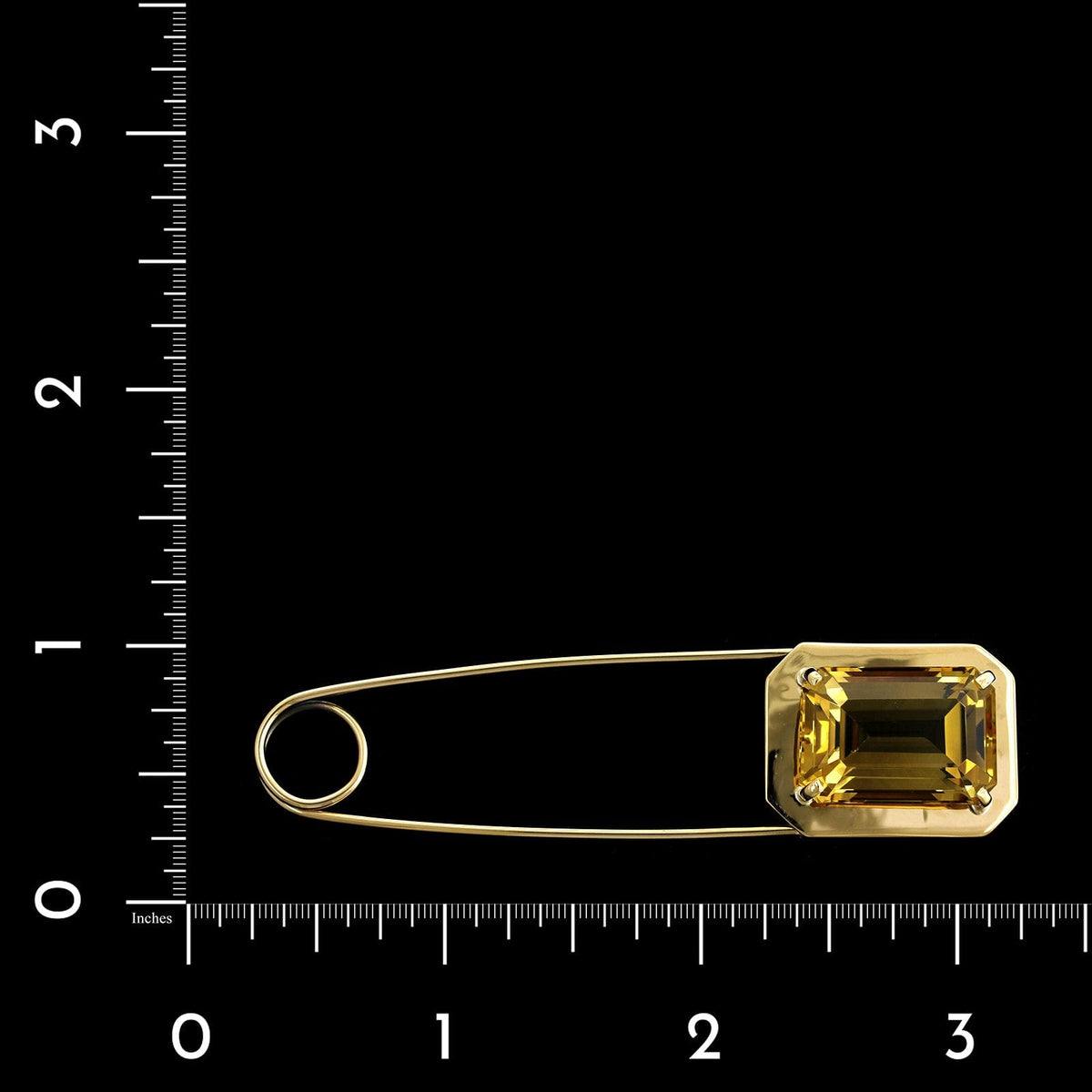 Retro 14K Yellow Gold Estate Citrine Safety Pin Brooch
