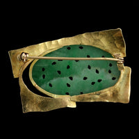 14K Yellow Gold Estate Jadeite Pin