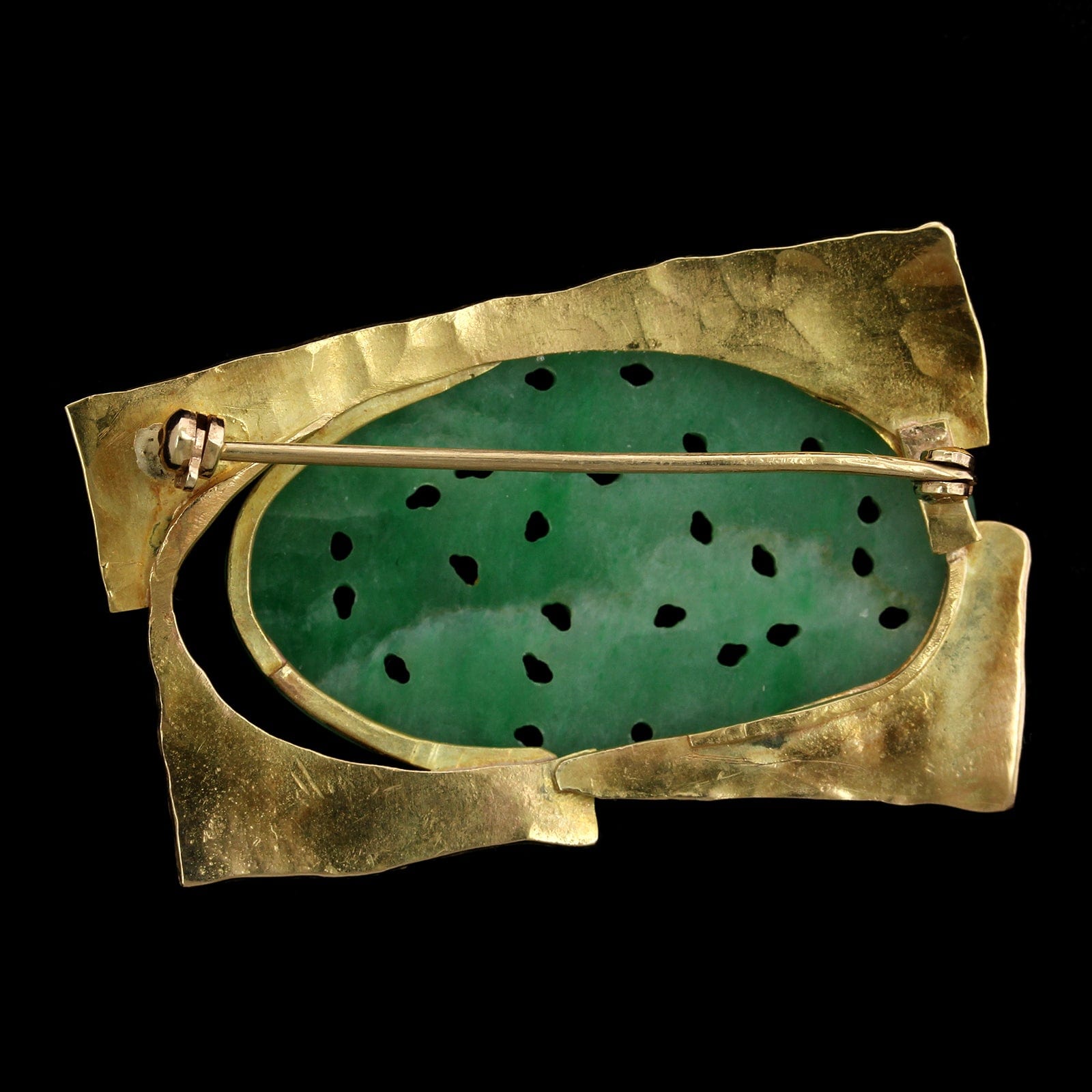 14K Yellow Gold Estate Jadeite Pin