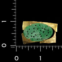 14K Yellow Gold Estate Jadeite Pin