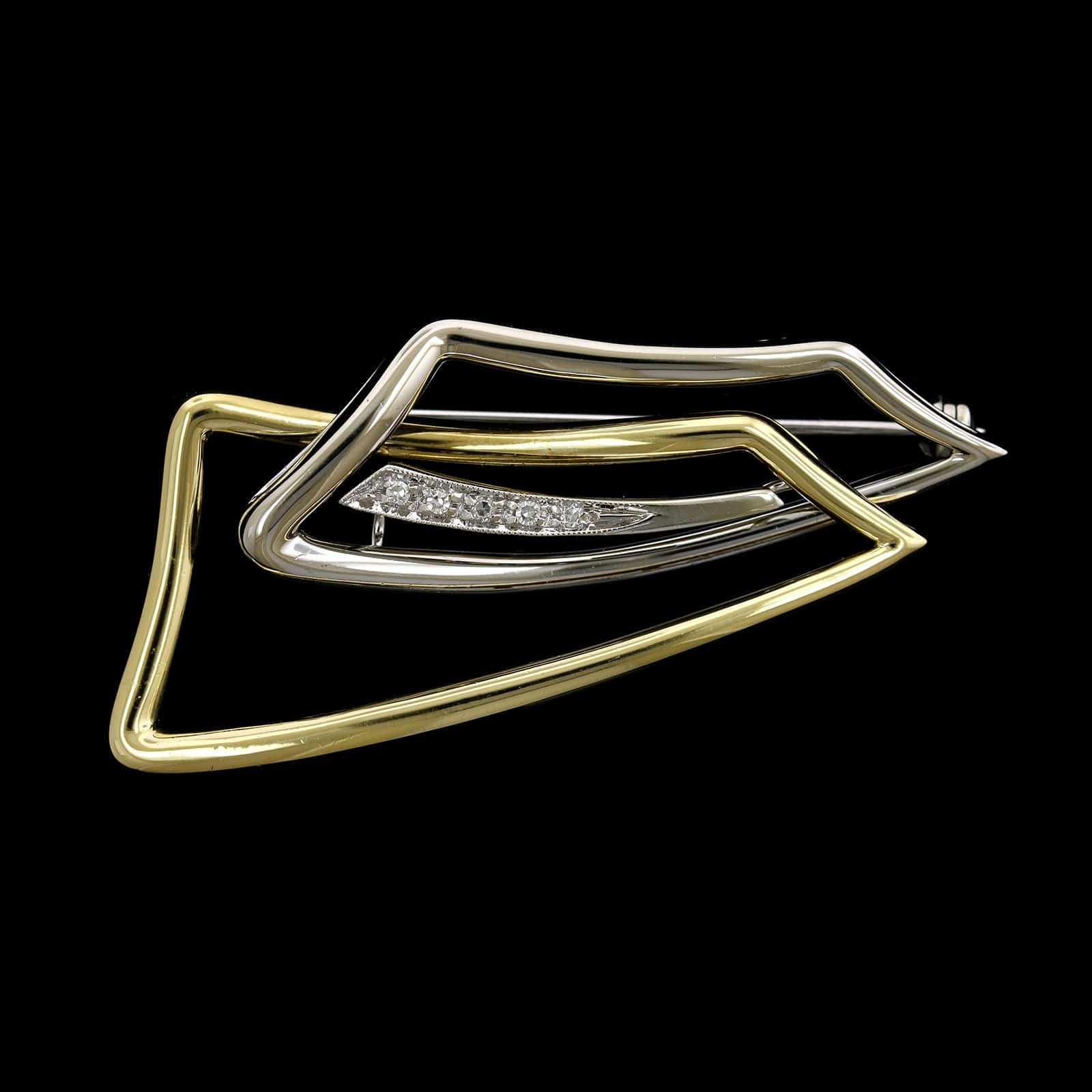 18K Two-Tone Gold Estate Diamond Pin