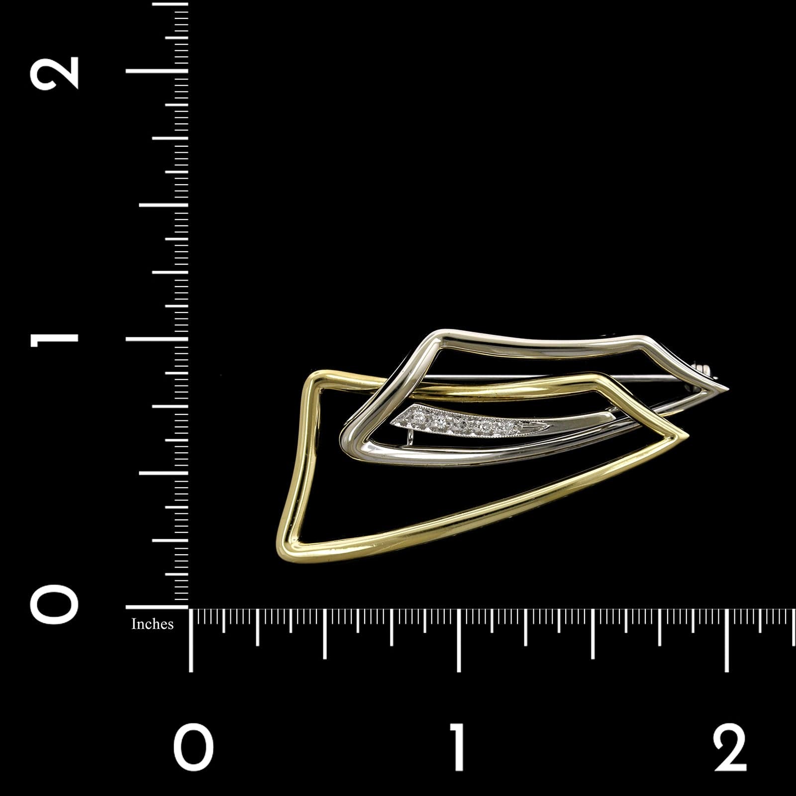 18K Two-Tone Gold Estate Diamond Pin