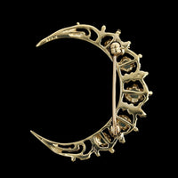 14K Yellow Gold Estate Opal Crescent Moon Pin