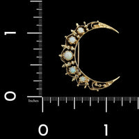 14K Yellow Gold Estate Opal Crescent Moon Pin