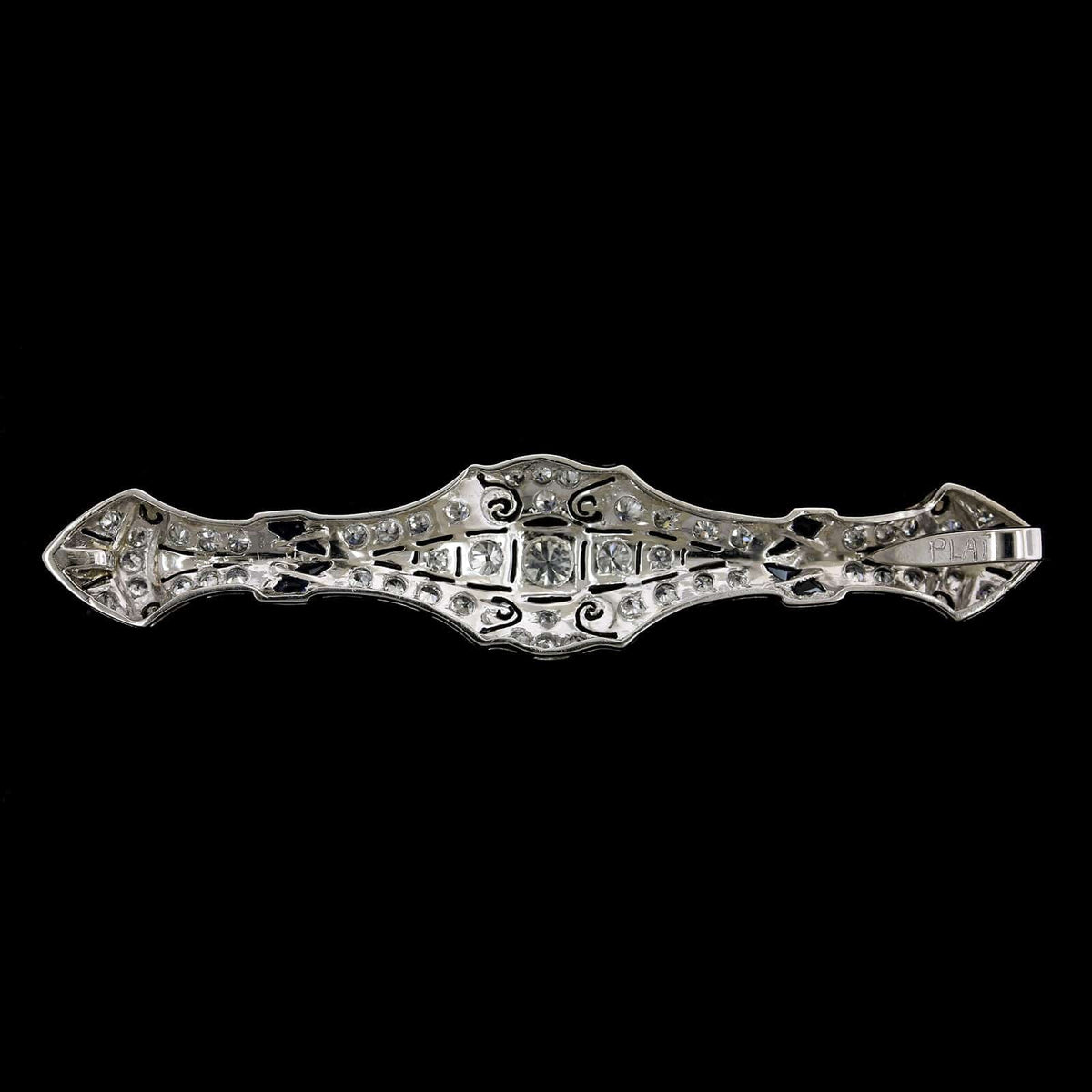 Vintage Platinum Estate Diamond and Sapphire Pendant