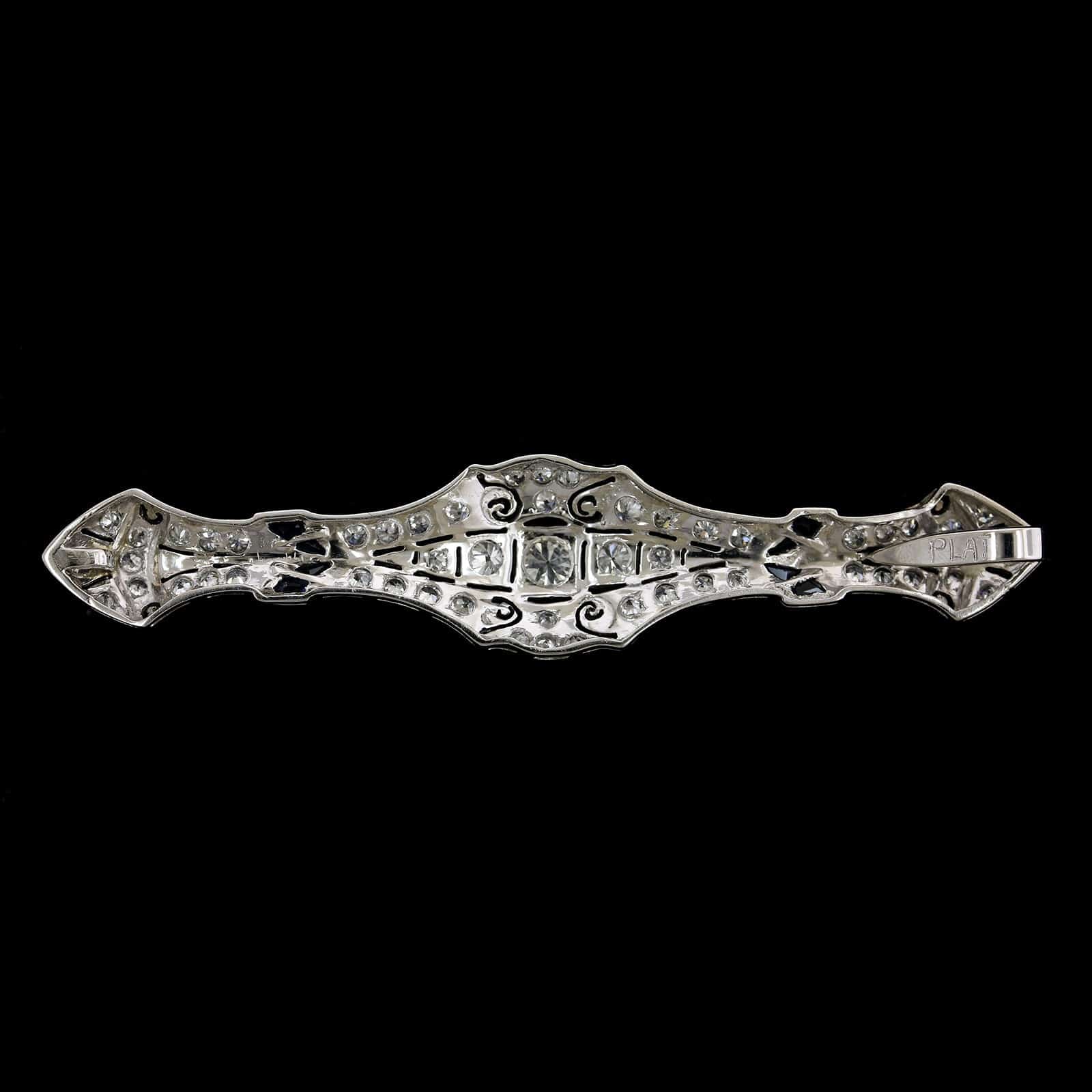 Vintage Platinum Estate Diamond and Sapphire Pendant