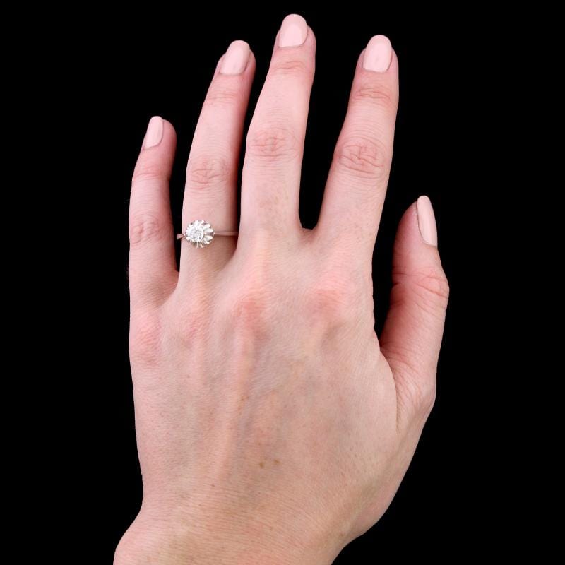 18K White Gold Estate Diamond Solitaire Engagement Ring