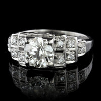 Vintage 18K White Gold Diamond Engagement Ring