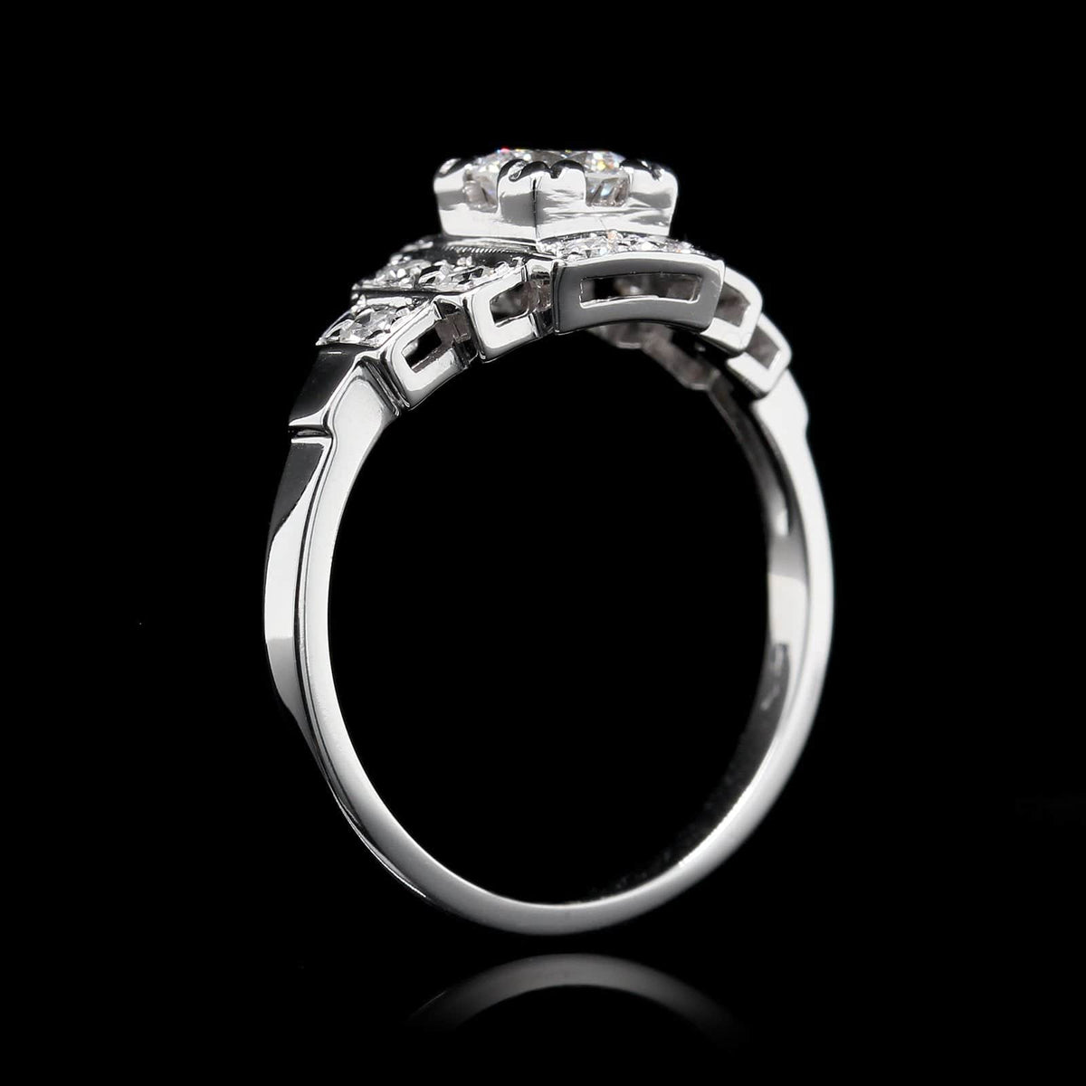 Vintage 14K White Gold Diamond Ring