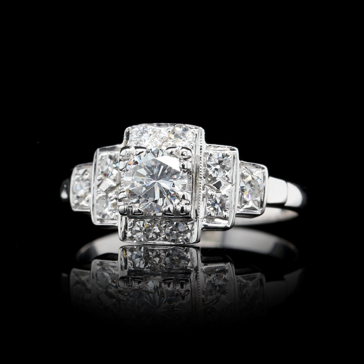 Vintage 14K White Gold Diamond Ring