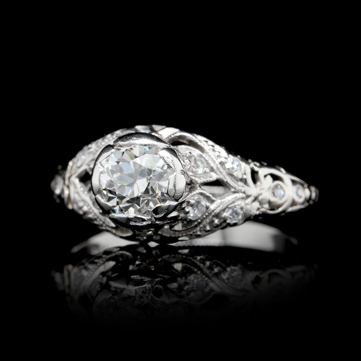 Vintage Platinum Old European Cut Diamond Ring