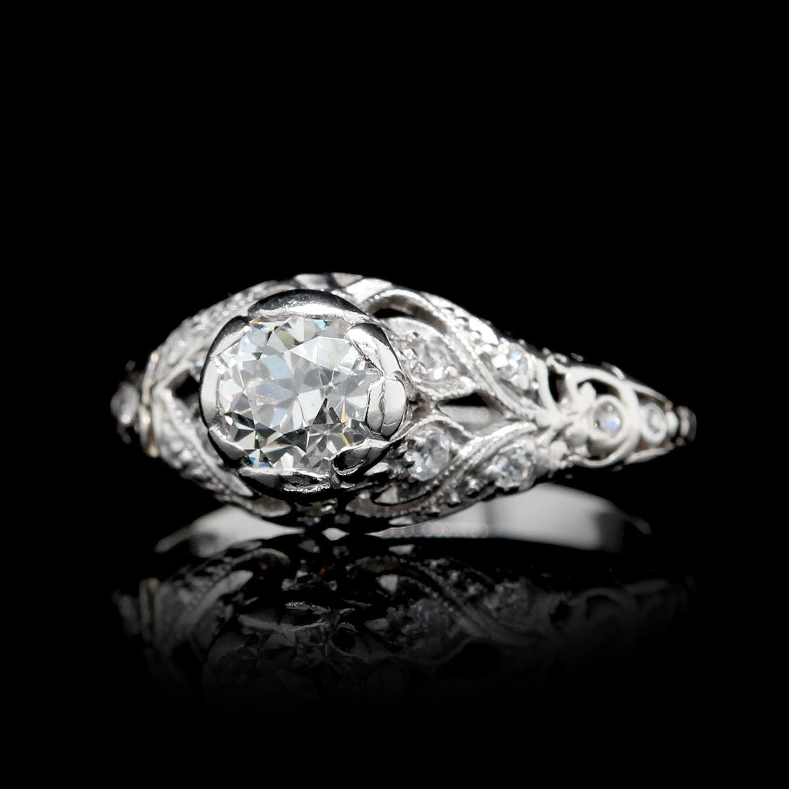 Vintage Platinum Old European Cut Diamond Ring