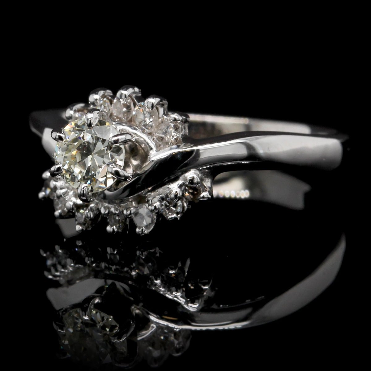 14K White Gold Estate Diamond Solitaire Engagement Ring